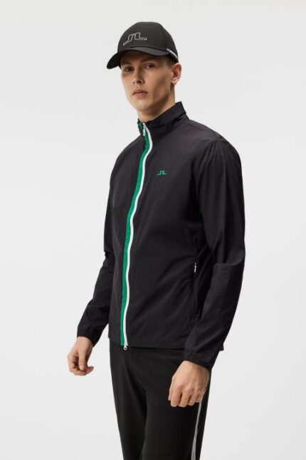 Ash Light Packable Jacket Black Men J.Lindeberg Clothing 66XF711