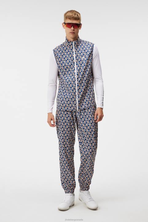 Ash Light Packable Print Vest Estate Blue Diamond Men J.Lindeberg Clothing 66XF679 - Image 2