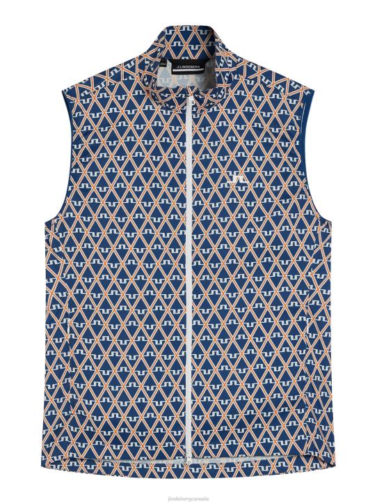 Ash Light Packable Print Vest Estate Blue Diamond Men J.Lindeberg Clothing 66XF679 - Image 5
