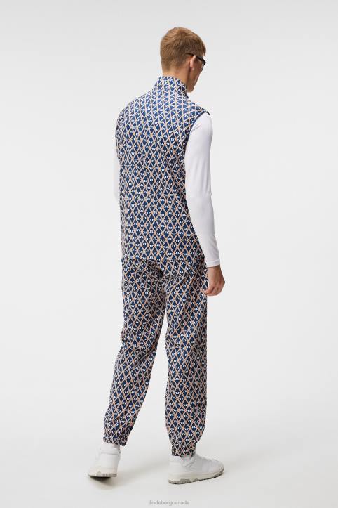 Ash Light Packable Print Vest Estate Blue Diamond Men J.Lindeberg Clothing 66XF679 - Image 1