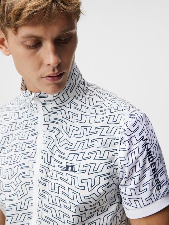 Ash Light Packable Print Vest White Bridge Swirl Men J.Lindeberg Clothing 66XF703 - Image 3