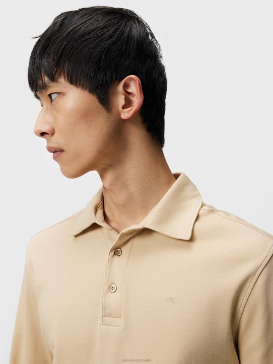 Asher Long Sleeve Polo Safari Beige Men J.Lindeberg Clothing 66XF960 - Image 3