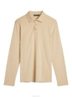 Asher Long Sleeve Polo Safari Beige Men J.Lindeberg Clothing 66XF960 - Image 4