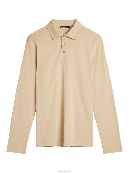 Asher Long Sleeve Polo Safari Beige Men J.Lindeberg Clothing 66XF960 - Image 4