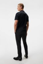 Asher Zip Polo Black Men J.Lindeberg Clothing 66XF952 - Image 2
