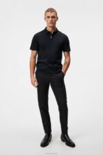 Asher Zip Polo Black Men J.Lindeberg Clothing 66XF952 - Image 3