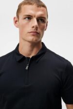 Asher Zip Polo Black Men J.Lindeberg Clothing 66XF952 - Image 4