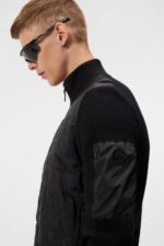 Beck Knitted Hybrid Jacket Black Men J.Lindeberg Clothing 66XF997 - Image 4