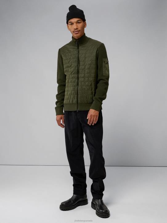 Beck Knitted Hybrid Jacket Forest Green Men J.Lindeberg Clothing 66XF2299 - Image 3