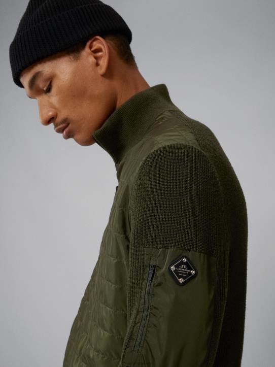 Beck Knitted Hybrid Jacket Forest Green Men J.Lindeberg Clothing 66XF2299 - Image 4