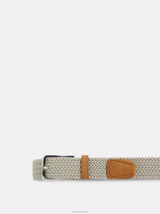 Ben Braided Elastic Belt Oyster Gray Men J.Lindeberg Accessory 66XF1247 - Image 2