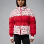 Block Print Down Jacket Bridge Swirl White Women J.Lindeberg Clothing 66XF2026