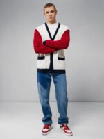 Blocked Cardigan Barbados Cherry Men J.Lindeberg Clothing 66XF2348 - Image 2