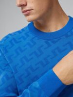 Bridge Monogram Sweater Nautical Blue Men J.Lindeberg Clothing 66XF2345 - Image 3