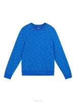 Bridge Monogram Sweater Nautical Blue Men J.Lindeberg Clothing 66XF2345 - Image 4