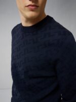 Bridge Monogram Sweater Navy Men J.Lindeberg Clothing 66XF2344 - Image 3