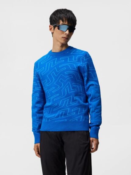 Bridge Swirl Knitted Sweater Lapis Bridge Swirl Men J.Lindeberg Clothing 66XF577