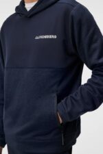 Brush Hoodie Navy Melange Men J.Lindeberg Clothing 66XF516 - Image 3