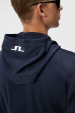 Brush Hoodie Navy Melange Men J.Lindeberg Clothing 66XF516 - Image 4
