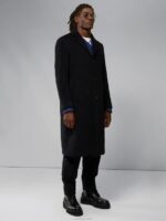 Burke Wool Cashmere Coat Black Men J.Lindeberg Clothing 66XF2400 - Image 2