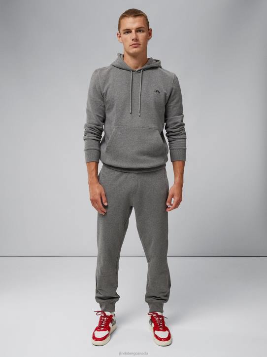 Cal Sweat Hoodie Mid Grey Melange Men J.Lindeberg Clothing 66XF1087 - Image 2
