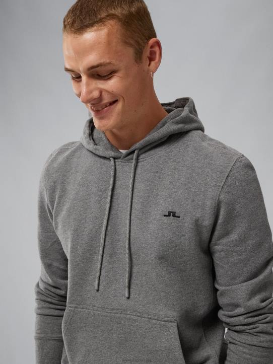 Cal Sweat Hoodie Mid Grey Melange Men J.Lindeberg Clothing 66XF1087 - Image 3