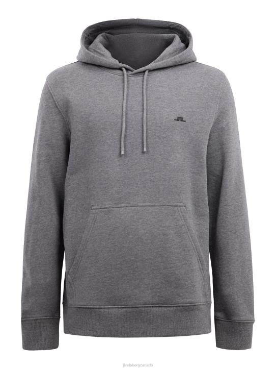Cal Sweat Hoodie Mid Grey Melange Men J.Lindeberg Clothing 66XF1087 - Image 4