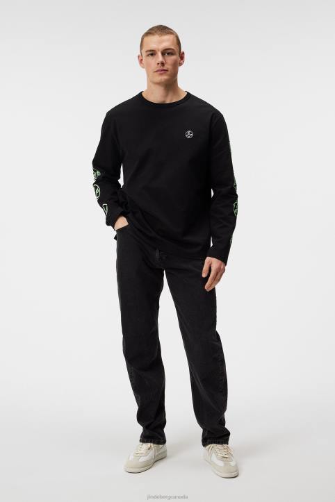 Camilo Long Sleeve Graphic T-shirt Black Men J.Lindeberg Clothing 66XF966 - Image 2