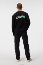 Camilo Long Sleeve Graphic T-shirt Black Men J.Lindeberg Clothing 66XF966