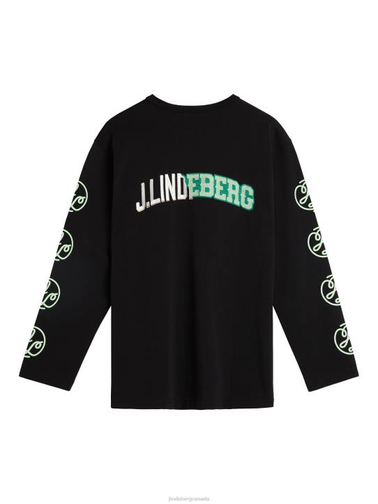 Camilo Long Sleeve Graphic T-shirt Black Men J.Lindeberg Clothing 66XF966 - Image 5