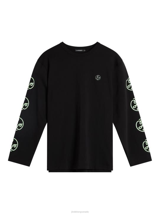 Camilo Long Sleeve Graphic T-shirt Black Men J.Lindeberg Clothing 66XF966 - Image 6