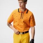 Cane Knitted Shirt Orange Diamond Logo Men J.Lindeberg Clothing 66XF599