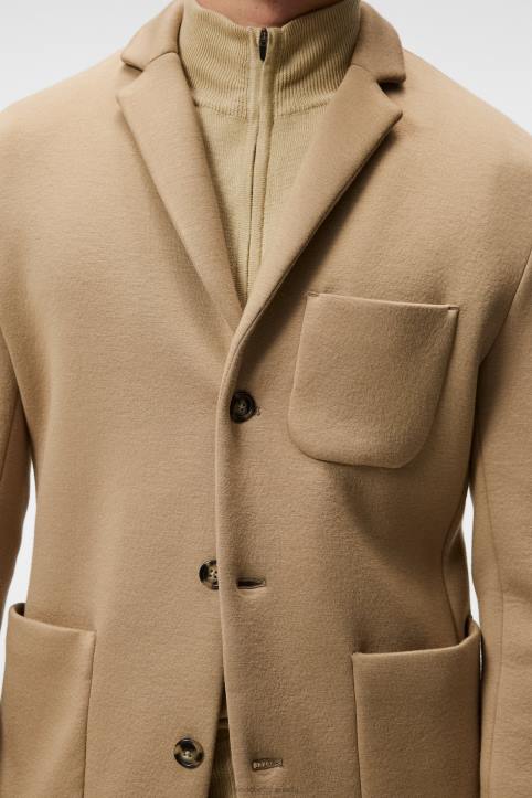Carlton Bonded Cardigan Blazer Tiger Brown Men J.Lindeberg Clothing 66XF1214 - Image 4