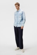 Carson Denim Shirt Light Blue Men J.Lindeberg Clothing 66XF1190 - Image 2