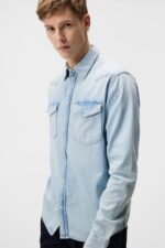 Carson Denim Shirt Light Blue Men J.Lindeberg Clothing 66XF1190 - Image 3