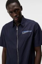 Chainy Nylon Zip Shirt Navy Men J.Lindeberg Clothing 66XF1167 - Image 4