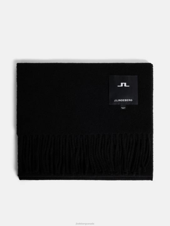 Champ Solid Wool Scarf Black Men J.Lindeberg Accessory 66XF1235 - Image 1
