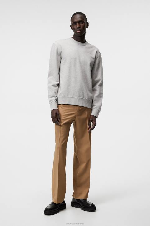 Chip Crew Neck Sweatshirt Light Grey Melange Men J.Lindeberg Clothing 66XF1071 - Image 2