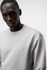 Chip Crew Neck Sweatshirt Light Grey Melange Men J.Lindeberg Clothing 66XF1071 - Image 3