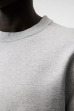 Chip Crew Neck Sweatshirt Light Grey Melange Men J.Lindeberg Clothing 66XF1071 - Image 4
