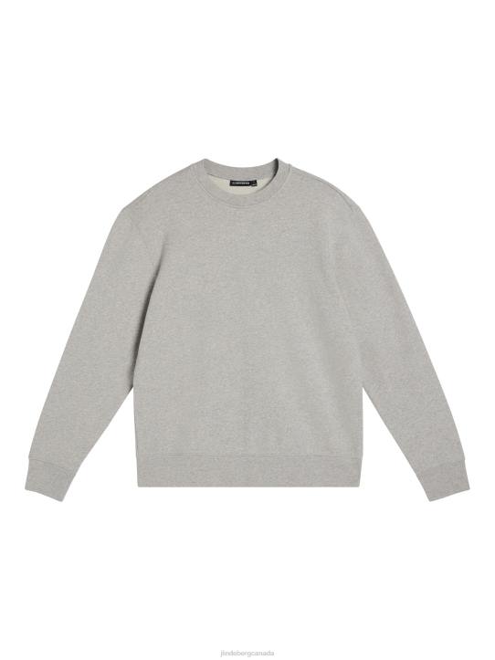 Chip Crew Neck Sweatshirt Light Grey Melange Men J.Lindeberg Clothing 66XF1071 - Image 5