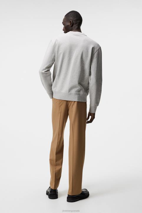 Chip Crew Neck Sweatshirt Light Grey Melange Men J.Lindeberg Clothing 66XF1071 - Image 1