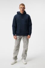 Chip Hoodie Navy Men J.Lindeberg Clothing 66XF1024 - Image 3
