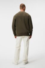 Chip Sweatshirt Forest Green Men J.Lindeberg Clothing 66XF1023 - Image 2
