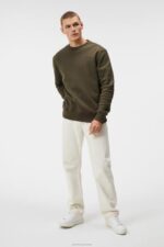 Chip Sweatshirt Forest Green Men J.Lindeberg Clothing 66XF1023 - Image 3