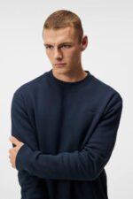 Chip Sweatshirt Navy Men J.Lindeberg Clothing 66XF1022 - Image 4