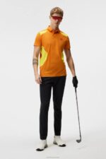 Chris Polo Russet Orange Men J.Lindeberg Clothing 66XF333 - Image 2