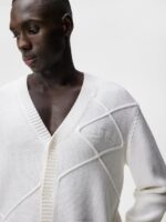 Clarke Knitted Cardigan White Men J.Lindeberg Clothing 66XF581 - Image 3