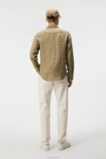Clean Linen Slim Shirt Aloe Men J.Lindeberg Clothing 66XF1189 - Image 2