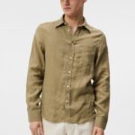 Clean Linen Slim Shirt Aloe Men J.Lindeberg Clothing 66XF1189